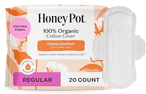 The Honey Pot Company, Non-Herbal Pads with Wings, Organic Regular, 20 Count