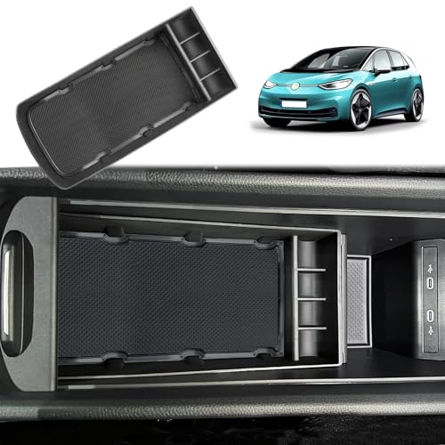 GAFAT Kompatibel mit VW ID.3 Facelift/Cupra Born 2020-2024 2025 Mittelkonsole Aufbewahrungsbox, Neu ID.3 2024 Born 2024 Armlehne Organizer Tray, Mittelarmlehne Handschuhfach, ID.3 Zubehör (Rot)