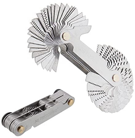 JZK Herramienta de calibre de corte de paso de rosca de tornillo de acero inoxidable, herramienta de medición de calibre de rosca de 60 y 55 grados