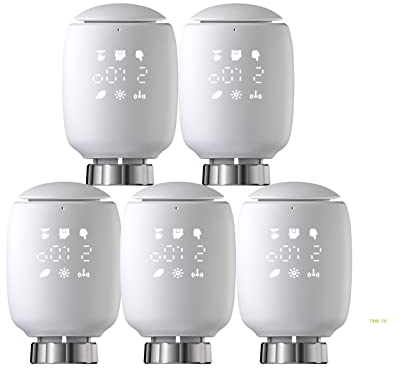 Qiumi Zigbee Thermostat Radiator Valve, Smart Programmable Thermostat, Temperature Heater,eTRV, Alexa,Googlehome, Voice Control, connector type is M30 x 1.5