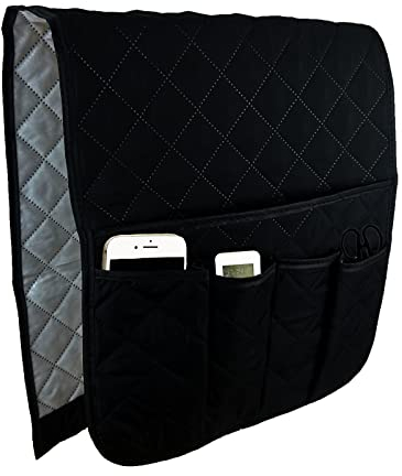 BEISIJIA Sofa Armrest Organiser Hanging Caddy Storage Bag Couch Chair TV Remote Control Holder Armchairs Couch for Cellphone Book Magazines Glasses Drinker Snacks, Space Saver Bag (Black)