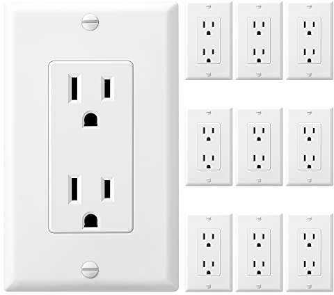 DEWENWILS 10-Pack Decorator Receptacle Outlet with Wall Plate, UL Listed