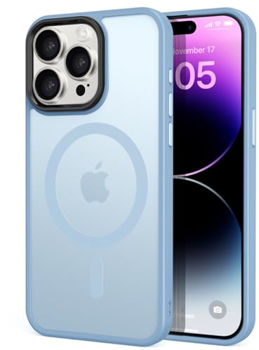tigratigro Custodia Per iPhone 13 Pro, Compatibile con Mag-Safe,Traslucida Texture Opaca, Flessibile e anti-impronta,Consistenza simile alla Pelle (Azzurro Sierra)