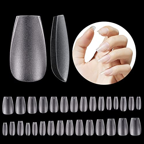 Beetles 240pcs Faux Ongles Court Coffin, Acrylique Capsules Ongles Préformé Full Matte Soft Transparent Pose Ongle Pour Les Studios De Manucure en 15 Tailles, Short Coffin