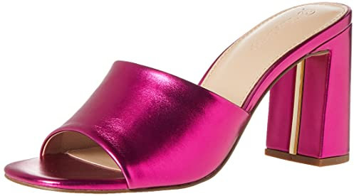 The Drop Pattie Mules à haut talon bloc pour Femme, Rose vif métallisé, 37.5