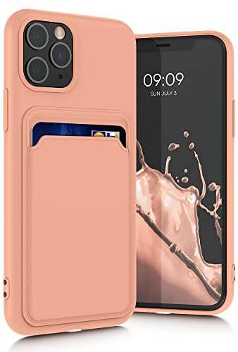kwmobile Custodia Compatibile con Apple iPhone 11 Pro Cover - Back Case Cellulare con Slot Porta Carte - Morbida in Silicone TPU pompelmo rosa