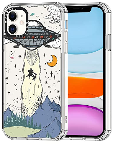 MOSNOVO für iPhone 11 Hülle – Durchsichtige, schlanke, stoßfeste TPU+PC-Handyhülle, [6,6 Fuß Fallschutz/Anti-Abziehen] - UFO