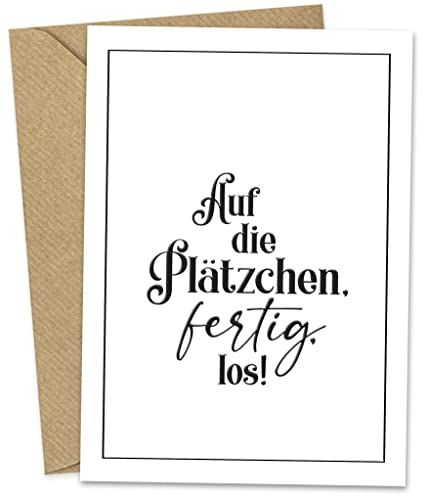 KOKO&LORA® Auf die Plätzchen, fertig, los! Weihnachtliche Grußkarten im Set mit lustigem Spruch