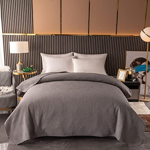 Mixibaby Bettüberwurf Tagesdecke Bettdecke Decke Steppdecke Prägemuster Überwurfdecke leicht, Größe:240 cm x 260 cm, Farbe Bettdecke:Silber D-3