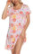 ENJOYNIGHT Chemise de Nuit Femme Manches Courtes Vêtements de Nuit Coton Imprimé Robe de Nuit (X-Large,Fleur Rose)
