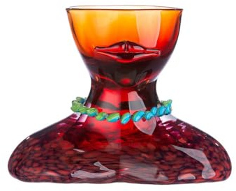 Glas Art Vase Dekovase - Deko Wohnzimmer - Geschenk für Frauen Geburtstag - Farbe: rot - Höhe 25 cm