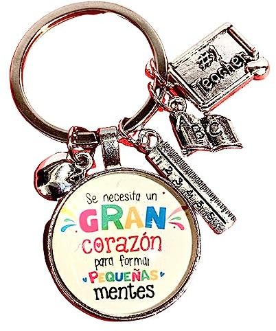 masqueprecios Regalo profesores y profesoras, llavero original para docentes, se necesita un gran corazón para formar pequeñas MENTES