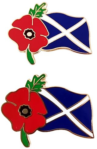 best badge Lot de 2 badges et broches coquelicot écossais 2024 pour le jour du souvenir Lest We Forget WW1, Acier allié