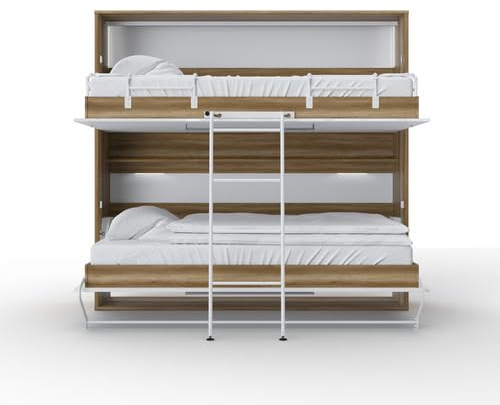 MAXIMAHOUSE Schrankbett Etagenbett Bunk Bed Invento NEU LED (2x90x200), Kinderzimmer (Eiche Country/Weiß matt)