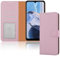iCatchy for Motorola Moto E22 Case, Leather Wallet Book Flip Folio Stand View Magnetic Protect RFID Blocking Cover compatible with Motorola E22 Phone (Rose Gold)