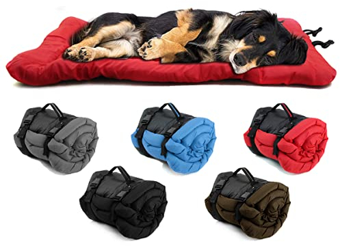 Senzkon Faltbare Wasserabweisende Hundebettmatratze, waschbare strapazierfähige Oxford Hundekissen für Auto Kiste Sofa auch für draußen verwenden 120cm x 80cm x 4cm (Rot-XL)