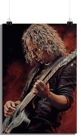 25 Artstreet Kirk Hammettposter | Gitarren Virtuose | Metallica Legende | Kirk Hammett Kunst | Wanddekoration | Musikerportrait | Perfekt zum Einrahmen (50x70)