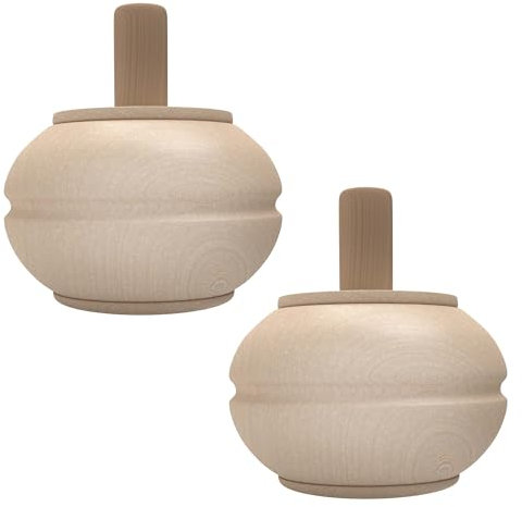 Luna Kugelfüße Möbelfüße Set - in verschiedenen Maßen, Anzahl und Holzarten, Naturholz für Elegante Möbelgestaltung (Fichte, (4 Stück (90 x 60 mm))