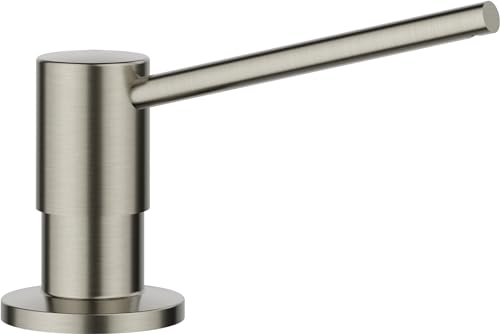 BLANCO Torre - Dispensador de detergente Satinado Platinum, Apto para Todos los grifos de Cocina BLANCO, cómodo de llenar Desde Arriba, Fregadero, dispensador de jabón, Requiere Orificio de 35 mm,