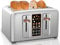 SEEDEEM Toaster 4 Slice, Stainless Toaster LCD Display&Touch Button, 50% Faster Heating Speed, 1.5'' Wide Slots Toaster, 4 Basic+More Timer Functions,Silver Metallic
