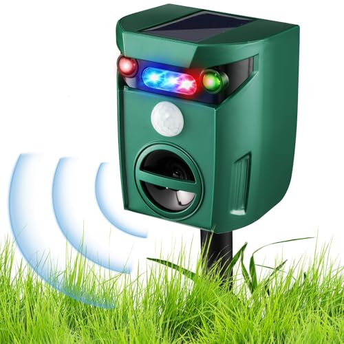 ZZOUFI Repulsif Chat Ultrason, Repulsif Chat Exterieur, Anti Chat Solaire, Effaroucheur Chat, Repousse Renard Oiseaux Pigeon, Protection du Jardin Contre Les Animaux Domestiques et Sauvages