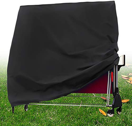 Tischtennisplatte Abdeckung, Ping Pong Tischabdeckung Schutzhülle aus 210D Oxford-Gewebe,Abdeckung Tischtennisplatte Outdoor Wasserresistent, Winterfest, Winddicht Schwarz