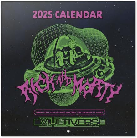 Grupo Erik Kalender 2025 Wandkalender 2025 Rick and Morty Kalender 2025 Familienplaner 2025 30 x 30 cm Jahreskalender Familienkalender 2025