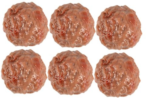 FELTECHELECTR Realistische Fleischbällchen Attrappe Aus Langlebigem PVC 6 Stück Lebensechte Rindfleischmodell Dekoration Für Küche Restaurantrequisiten Und Fotografie
