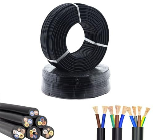 Electrical Wire 10m, Cable Copper Wire 2-5 core, 0.5mm² - 6mm² PVC Wire, RVV Pure Copper Cable(4-core x 2.5mm²)