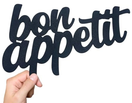 Bon Appetit Schild Küche - Deko Schriftzug & Wanddekoration - Wand Dekoration - Bon Appétit Küche Türschild Schrift - Wanddeko Spruch - Wandschrift - Wandschild aus Kunststoff (L)