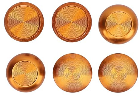 Thumbsticks de Agarre Analógico de Metal, 6 uds., Thumbsticks de Metal para Controlador de Borde, Accesorios de Consola de Juegos de Joystick de Aleación de Aluminio (Gold)