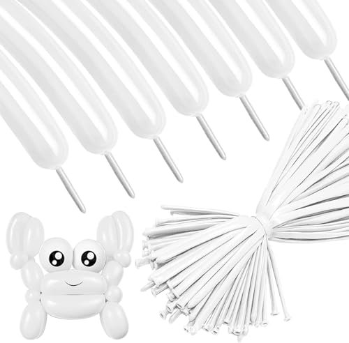 Moguri 30 Stück Weiße Modellierballons, Lange 260 mm Luftballons zum Formen von Tierfiguren und Dekoration, Ideal für Geburtstagsfeiern, Hochzeiten und Events, Stretchbare Luftballons