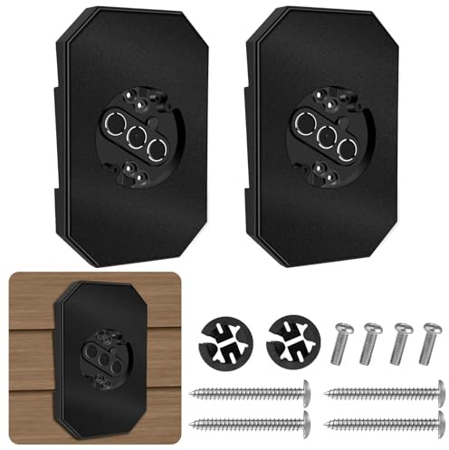 2Pack Vinyl Siding Mounting Blocks with Built-in Electrical Box,Siding Mounting Plate,Black Outdoor Mounting Plate Kit,Siding Mounting Kit for 1/2 inch Lap Double and 4 inch Siding
