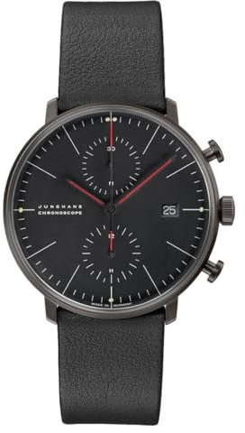 JUNGHANS max Bill Chronoscope Bauhaus Herrenuhr Schwarz 27/4409.02