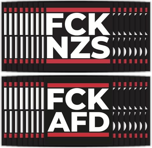 20x Aufkleber - FCK AFD & FCK NZS - Sticker - Set mit jeweils 10 Stickern - 5,2cm x 5,2cm - fck afd sticker fck nzs sticker aufkleber links, Schwarz/Rot