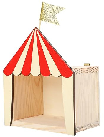 MAGICLULU Holz Zirkus Hütte Wandregal Zirkus Haus Aufbewahrungsbox Kinderzimmer Dekoration Zirkushaus Modell Zimmerdeko