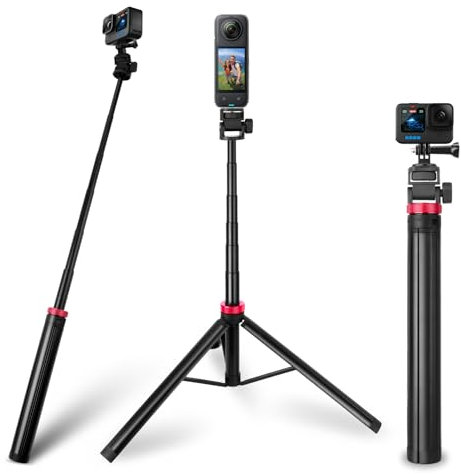 Asaiy Selfie Stick Stativ 200cm Ausziehbar – Leichtes Einbeinstativ mit 1/4 Gewinde & GoPro Adapter, für Vlogs, für GoPro Hero 13/12/11/10/9/8 Black Insta360 X5 X4 X3 One X2/RS DJI Osmo Action 5 Pro