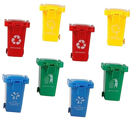 ERINGOGO 8piezas Papelera De Juguete para Plástica Tapa para Educativo y Clasificación De Residuos y Actividades Infantiles
