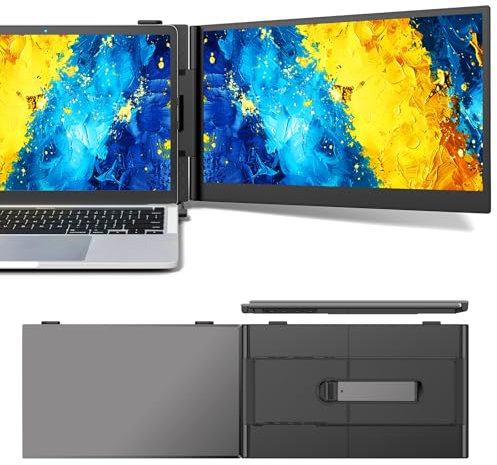 Laptop Screen Extender, 14 FHD 1080p Monitor Portatile per Laptop Ultra Sottile Leggero Extender Plug & Play per laptop da 13 a 17, compatibile con Mac/Guadagni/Chrome/Android (Grigio)