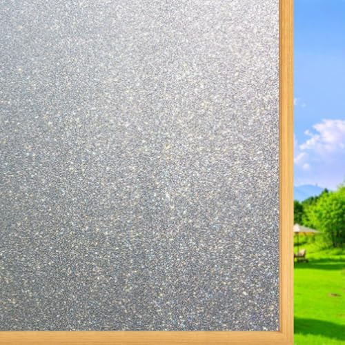 Fensterfolie Milchglasfolie Blickdicht Sichtschutzfolie 50 x 140 cm Statisch Haftend Ohne Klebstoff Anti UV Sonnenschutz Fenster Milchglasfolie für Zuhause Büro, Mattiert