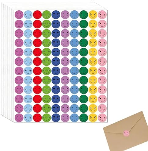 2400 Stück 1.01cm Smiley Aufkleber, Smile Stimmungsaufkleber Fröhliche, Emotion Aufkleber, Smiley Sticker, Belohnung Bewertung Aufklebers, für Moderationskarten, Moderationskoffer, Belohnungssticker