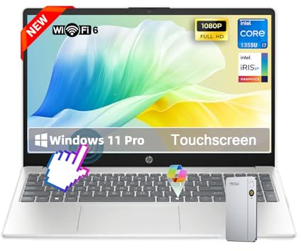 HP 15.6 Touchscreen Laptop Computer • 15.6 FHD IPS Disaplay • Intel 10-Core i7-1355U • Wi-Fi 6 • AI Noise Removal • Copilot • HD Webcam • w/AI Voice Recorder • Win 11 Pro • (64 GB RAM, 2TB SSD)
