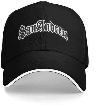 GTA San Andreas Logo Sandwichkappe Erwachsene Hip-Hop Baseballkappe Verstellbare Polyester-Rennkappe Waschbare Mütze