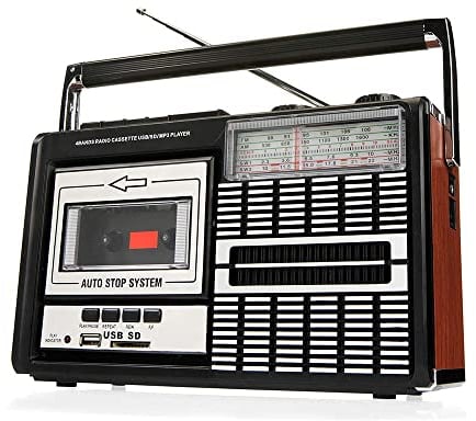 Ricatech PR85-80er Jahre Kassettenrekorder und -rekorder, AM/FM/SW-Radio, USB, SD-Kartensteckplatz, integriertes Mikrofon, Auto Stopp,Leicht, mobil,1x8 Watt eingebaute Lautsprecher,Kopfhöreranschluss