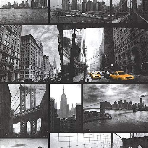 New York City Black and White Monochrome Yellow Taxi Photograph Wallpaper by DEBONA