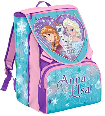 Zaino scuola ESTENSIBILE - DISNEY - FROZEN Magia del Cuore- Azzurro Rosa 31Lt