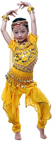 Astage Mädchen Halloween Bauchtanz Kostüm Anzug Gelb L