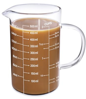 77L 2 Cup Glass Measuring Cup (0.5L), High Borosilicate Glass Measuring Cup