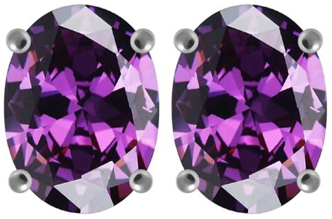 Monster Piercing Lila Oval CZ Stein 925 Sterling Silber Ohrstecker