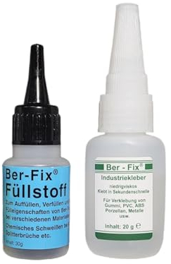 Ber-Fix Füllstoff Set M Schweißnaht Kleber aus Berlin schwarz aus 20g Industriekleber und 30g Granulat 2k Kleber extra stark Metall Kunststoff PVC ABS PLA